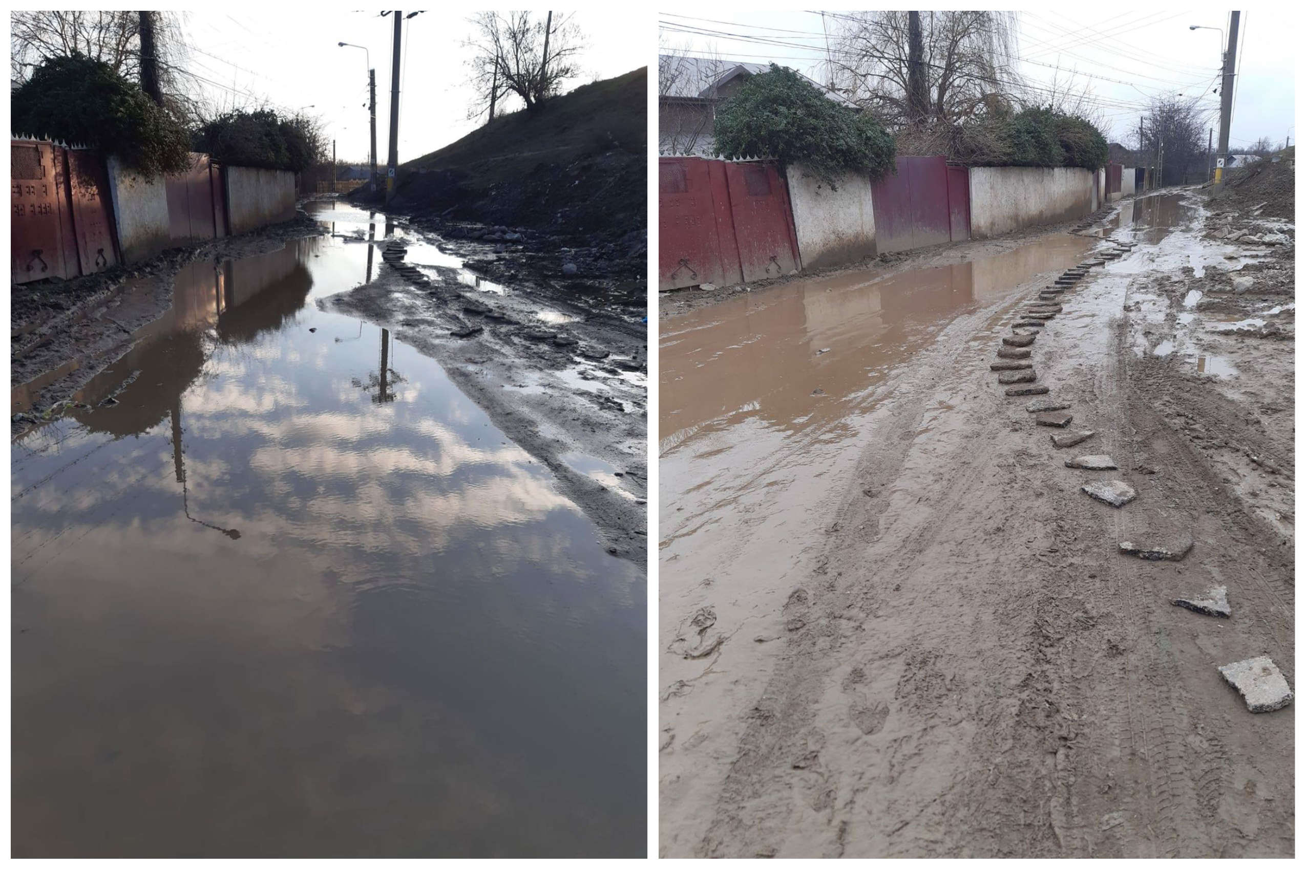 În aşteptarea lucrărilor, la Barboşi se înoată în noroi