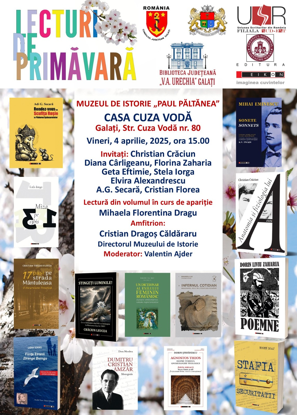 Noutăți editoriale și un concert de muzică folk, la Casa „Cuza”