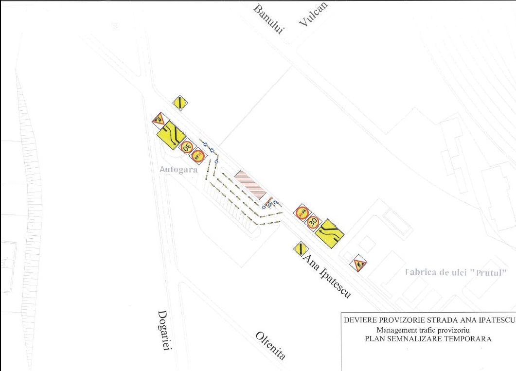 Trafic rutier deviat prin incinta autogării de pe strada Ana Ipătescu