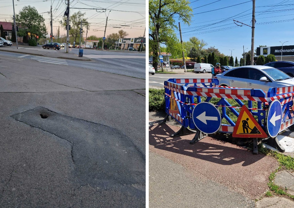 Concurs de gropi în intersecția de la McDonald's