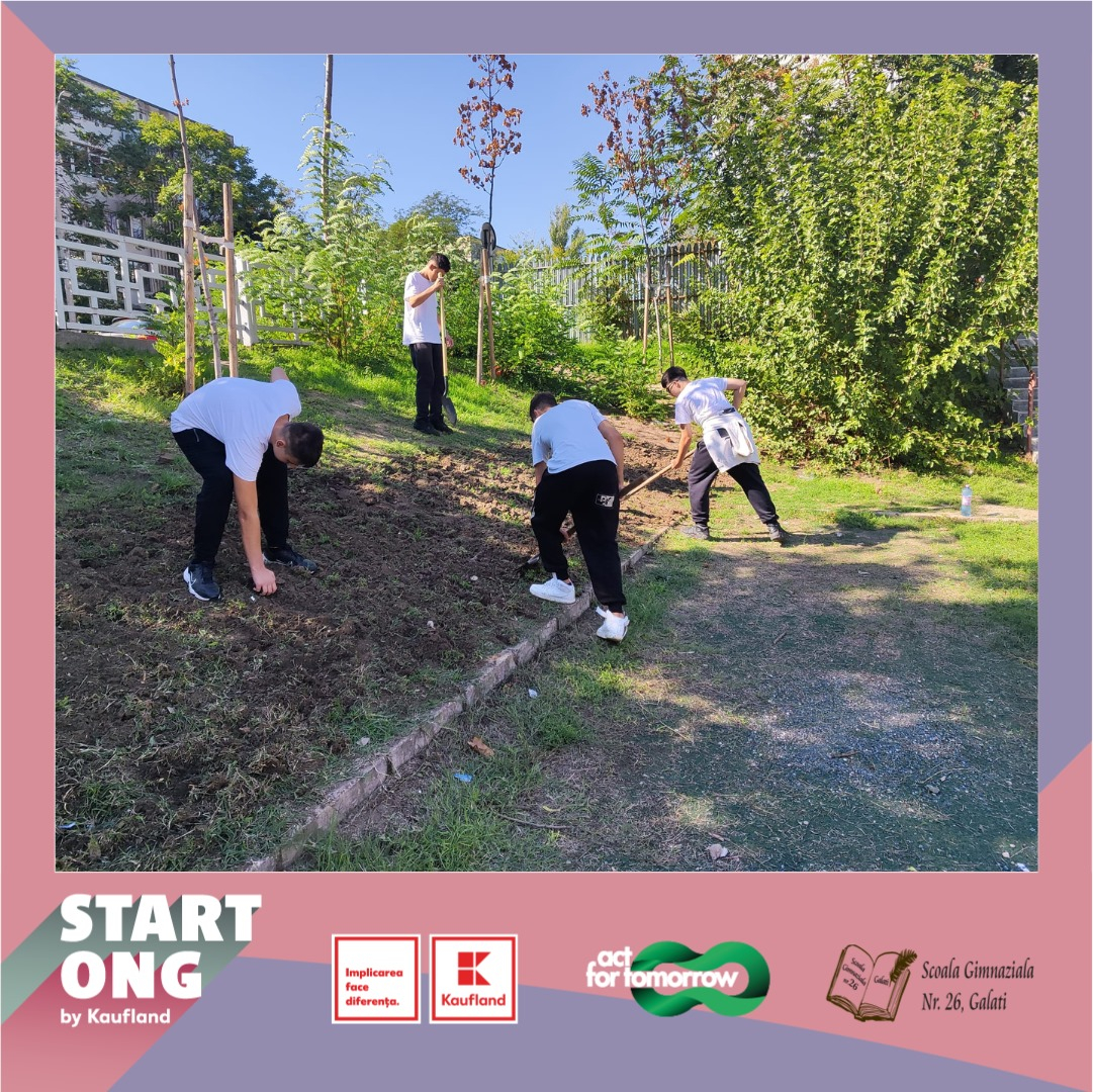 Spaţiile verzi, readuse la viaţă la Şcoala Nr. 26 Galați