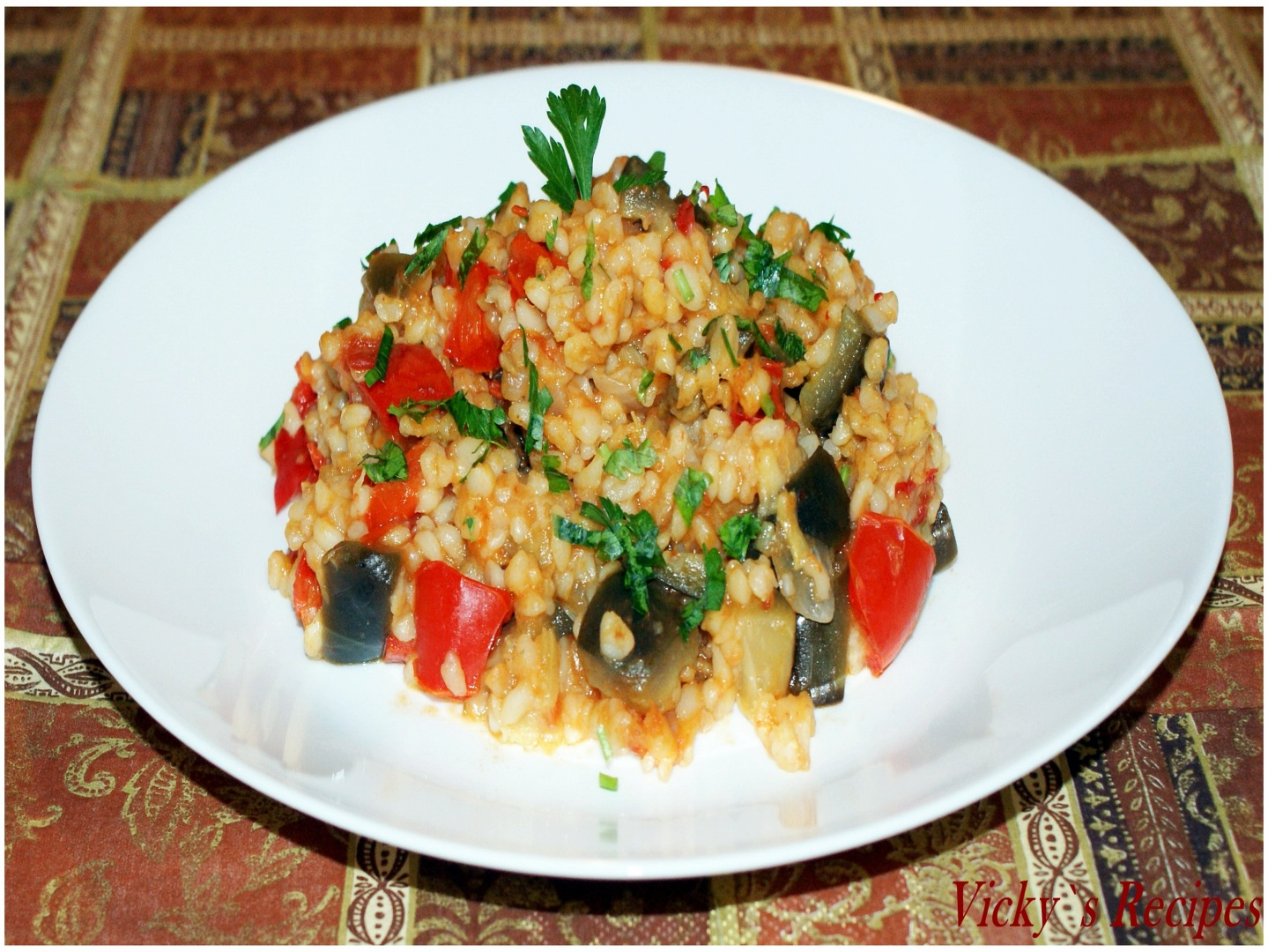 Bulgur cu vinete și ardei, pentru zilele de post