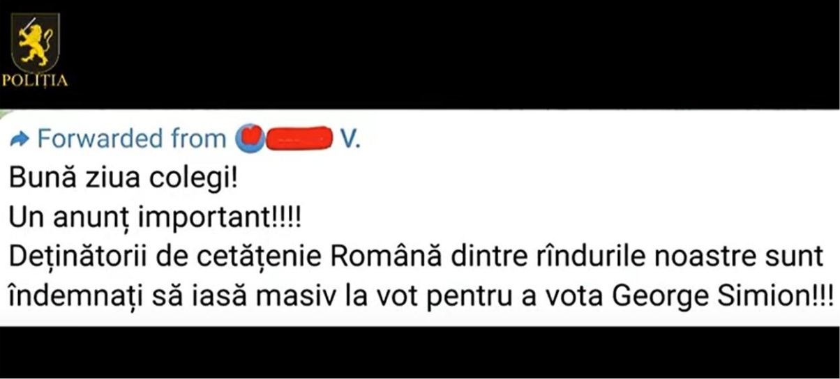 Mesaj de îndemn la vot pentru George Simion, descoperit în telefoanele membrilor rețelei pro-ruse Șor