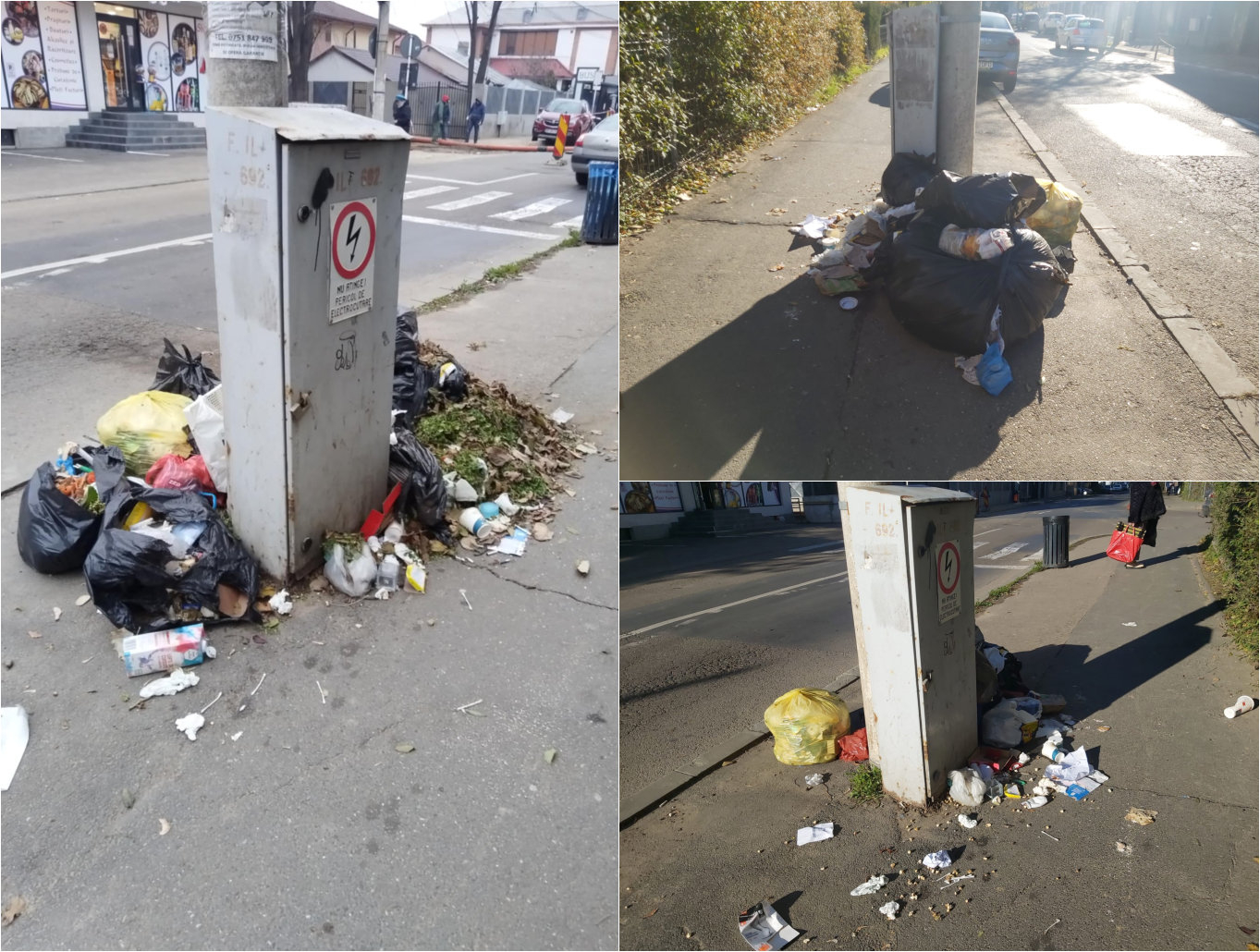 Saci cu gunoi uitaţi pe strada Oltului
