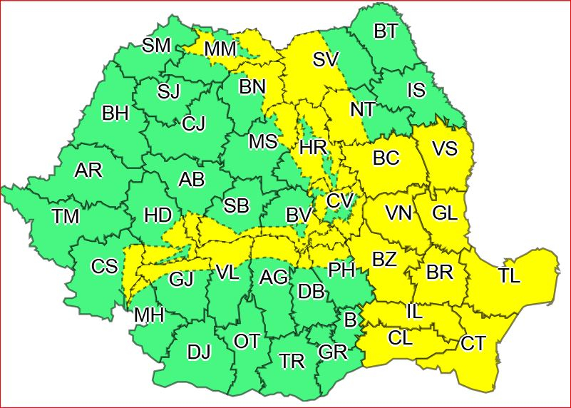 Galaţiul, sub noi avertizări meteo
