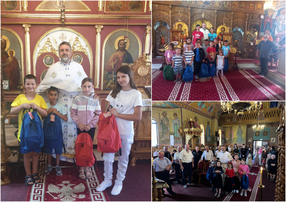 Ghiozdane cu rechizite pentru copiii din Piscu