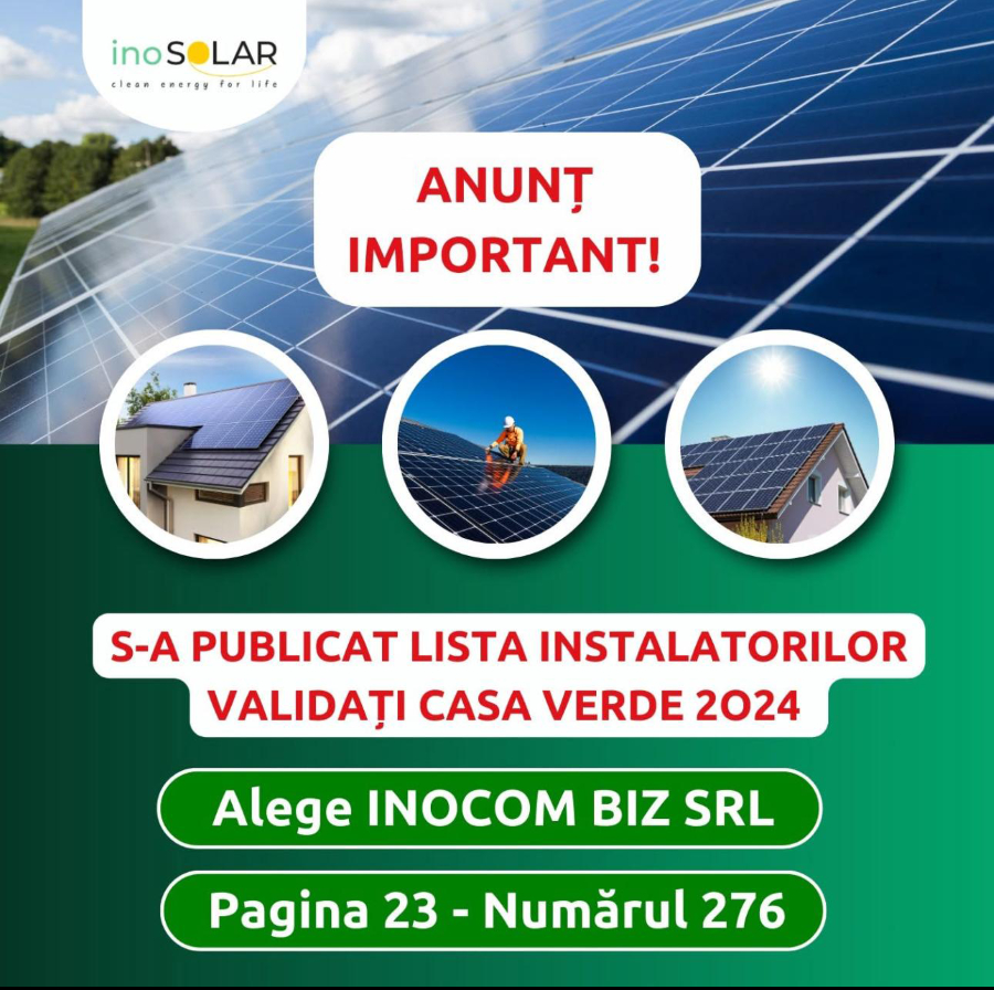 START sesiune alegere instalator din platforma AFM la programul Casa Verde Fotovoltaice 2024: Oferta inoSOLAR, raza ta de speranță!