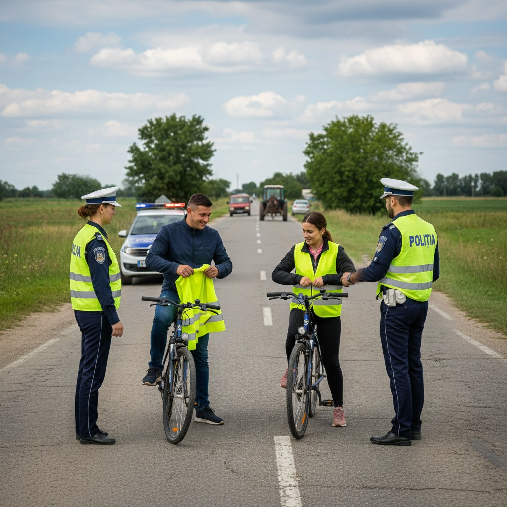 Veste reflectorizante oferite gratuit bicicliștilor și căruțașilor, în urma unor statistici alarmante