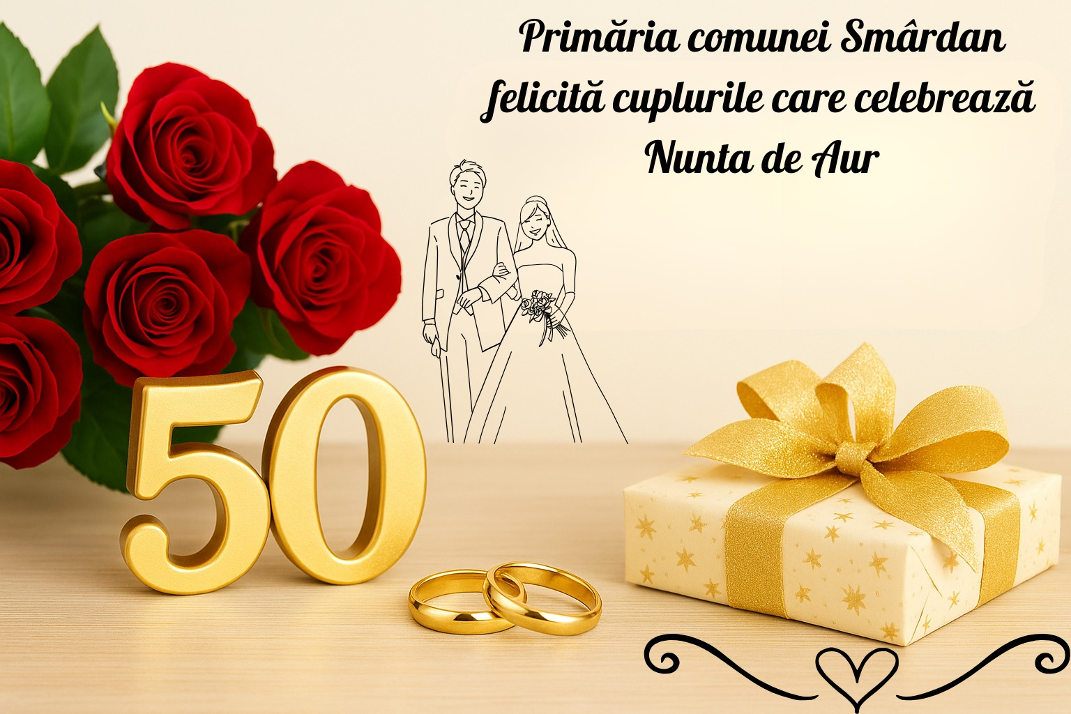 Comuna Smârdan onorează cuplurile cu 50 de ani de căsnicie