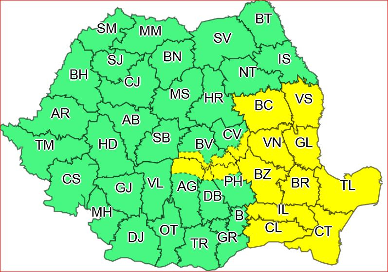 Galaţiul, sub cod galben ploi