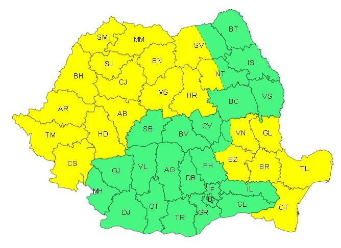 Vânt şi ploi, de joi până sâmbătă