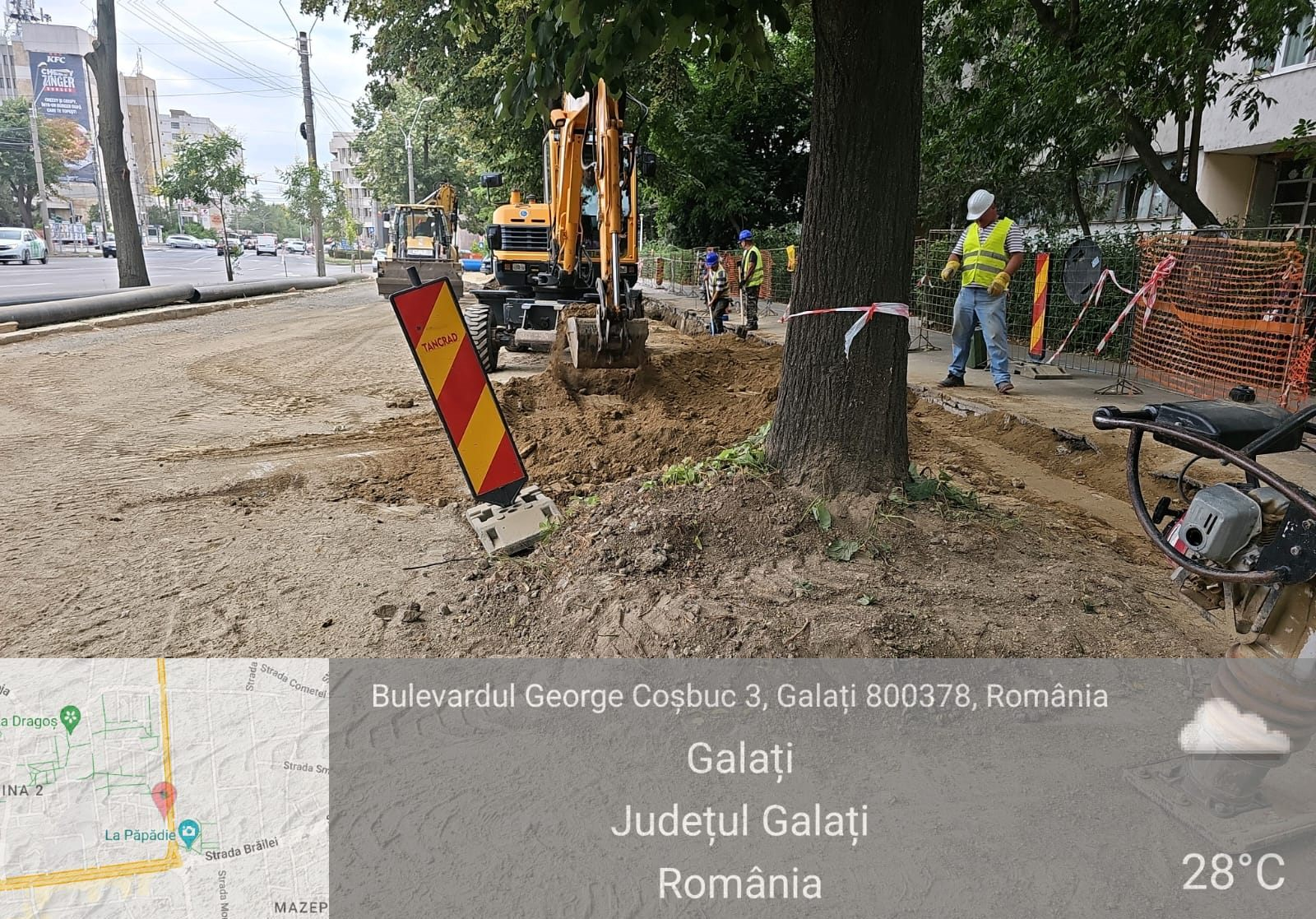 Firma care lucrează la modernizările de pe Coșbuc, amendată de Garda de Mediu