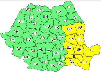 Cod Galben de vânt în județul Galați