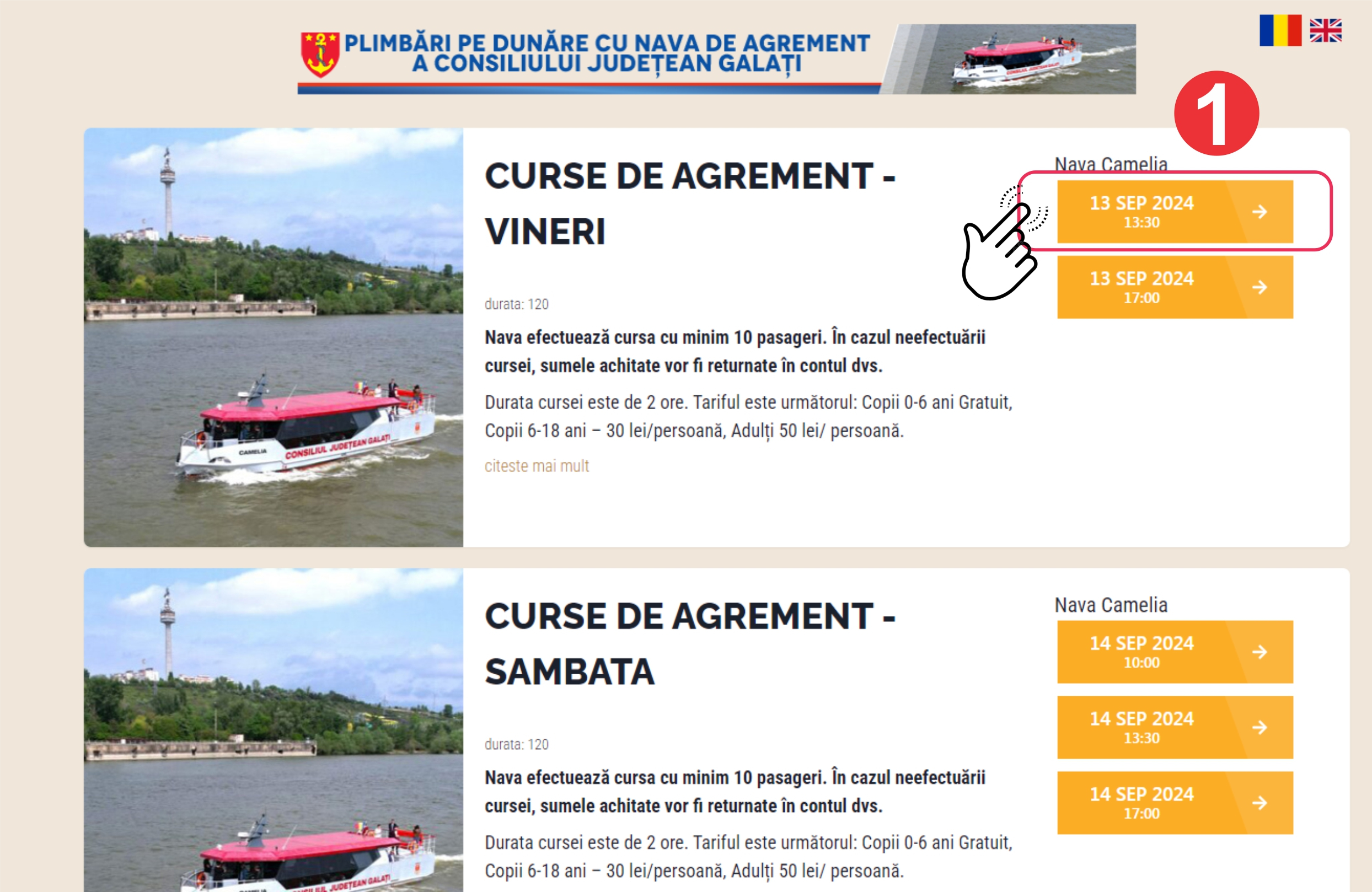 Platformă online pentru bilete la cursele de agrement pe Dunăre