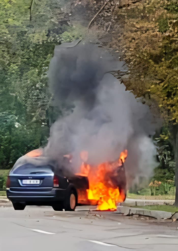 O mașină a luat foc lângă Orășelul Copiilor