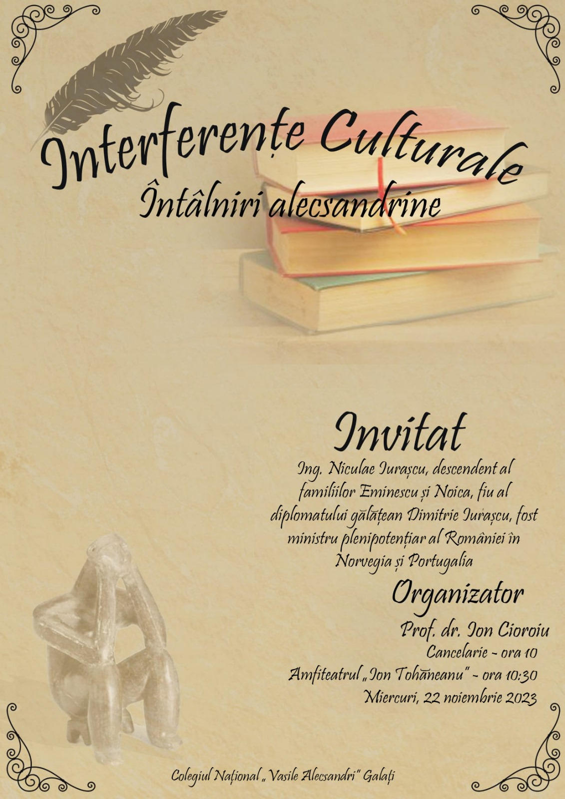 Fiul unui gălățean care a uimit lumea, în dialog cu elevii de la CNVA