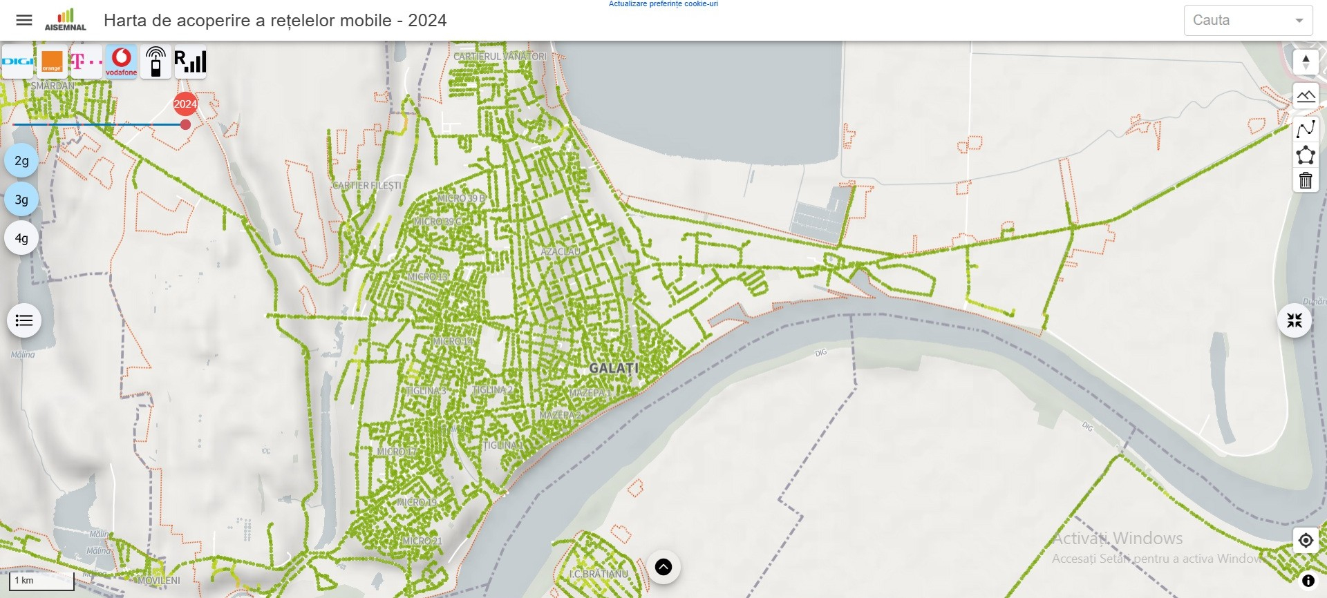 Ce acoperire cu semnal de voce au reţelele de telefonie la Galaţi