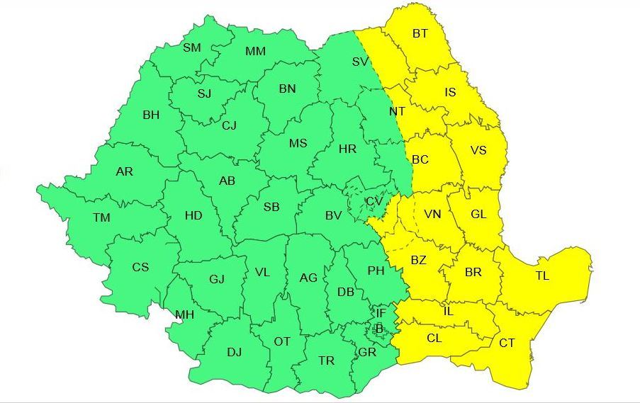 Galaţiul, sub Cod galben de vânt în cursul zilei de sâmbătă