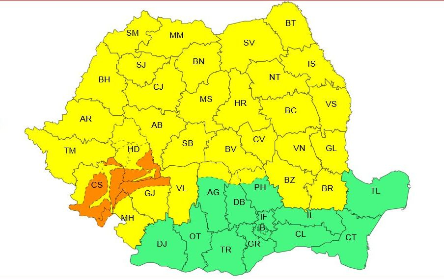 Galaţiul, sub Cod galben de ploi, lapoviţă şi ninsori