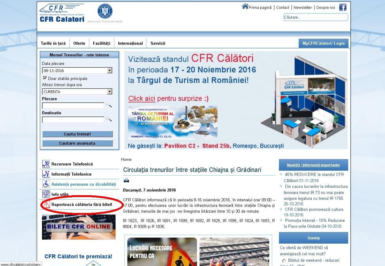 "Revoluţie" la CFR Călători / Blatiştii şi "naşii" pot fi raportaţi online