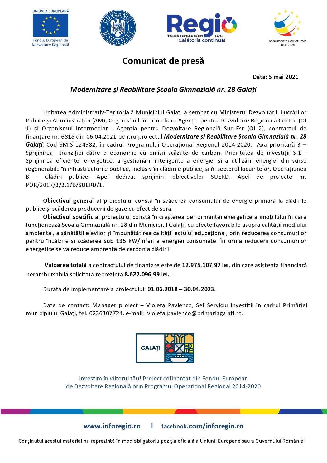Modernizare și Reabilitare Școala Gimnazială nr. 28 Galați