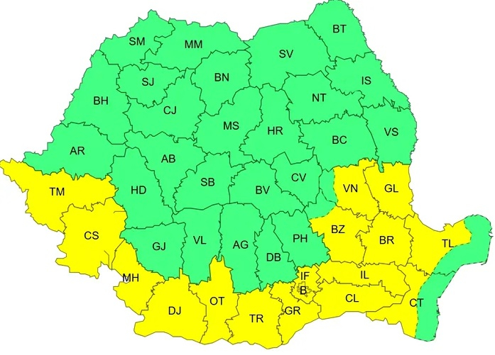 Cod galben de temperaturi ridicate, la Galaţi