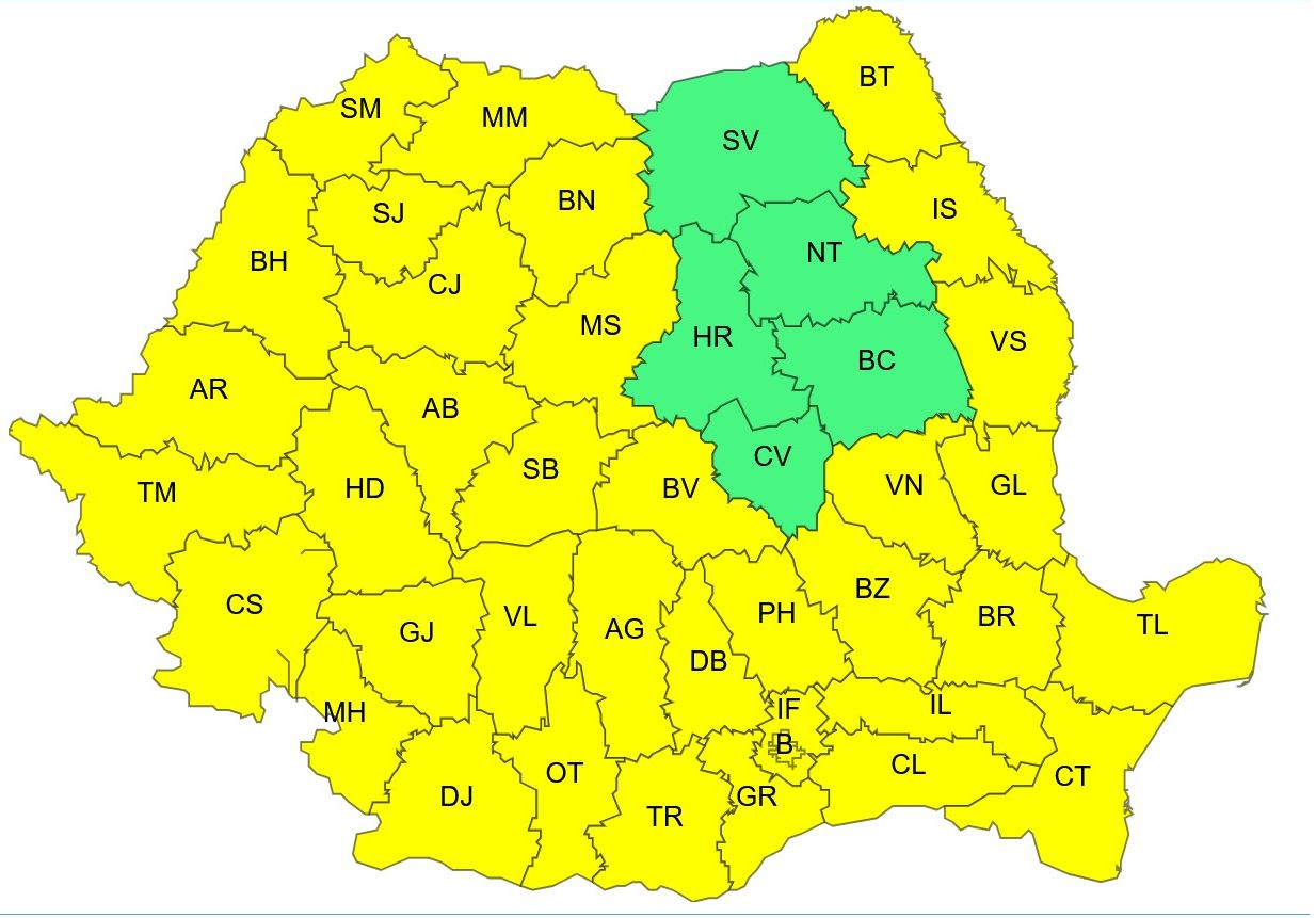 Succesiune de Coduri galbene la Galați