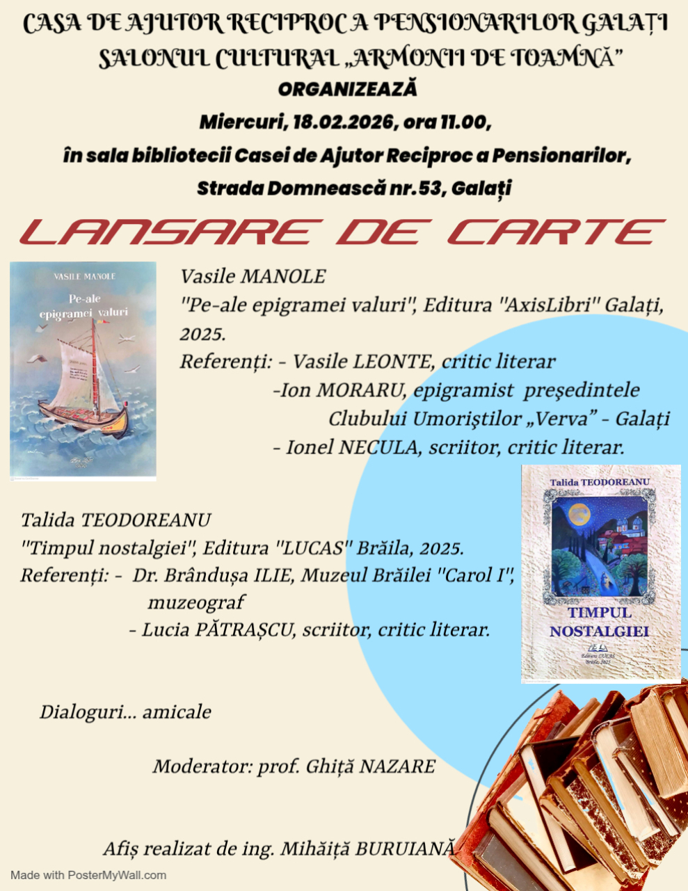 Dublă lansare de carte la Salonul cultural „Armonii de toamnă”