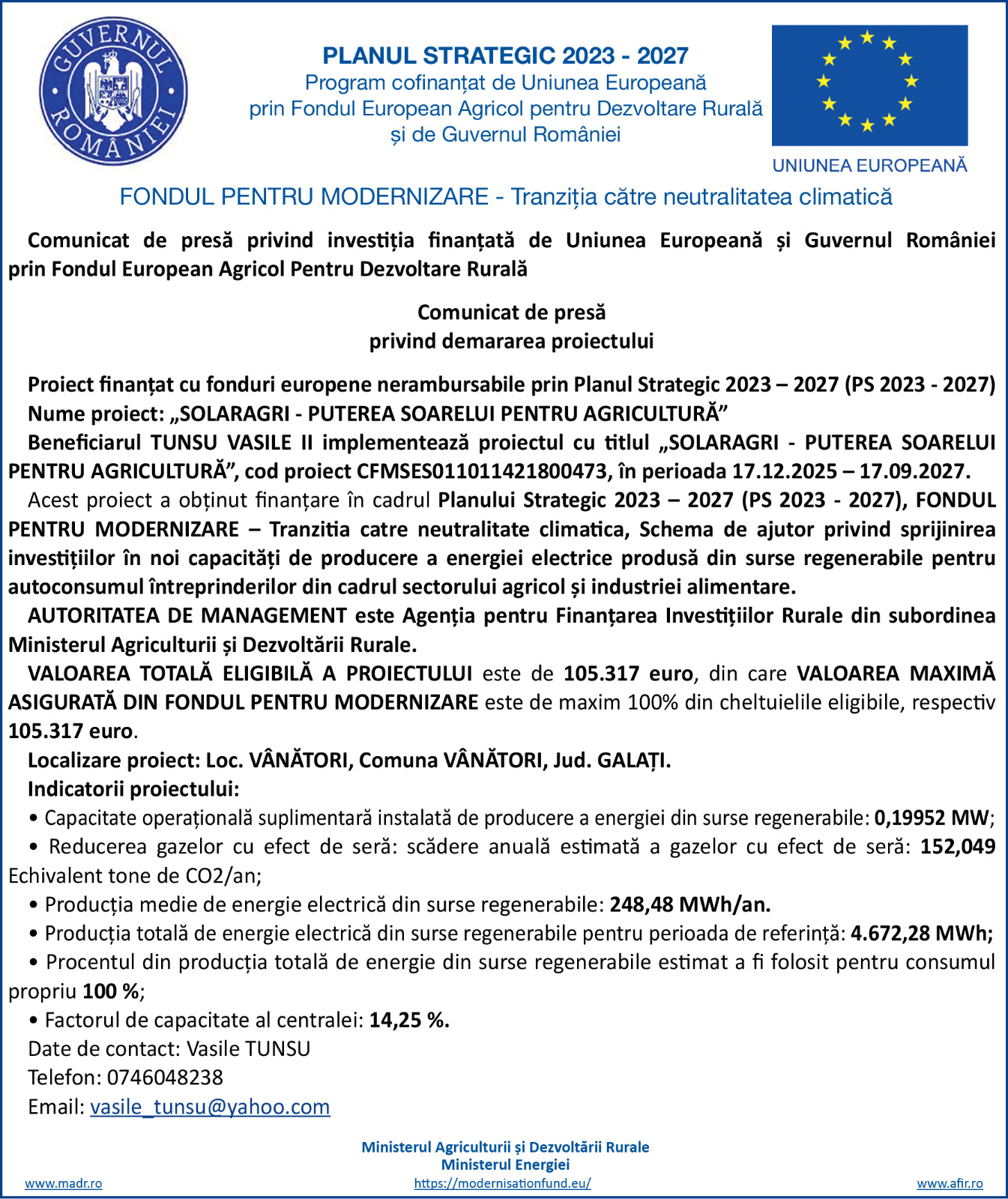 Comunicat presa-Fondul pentru Modernizare