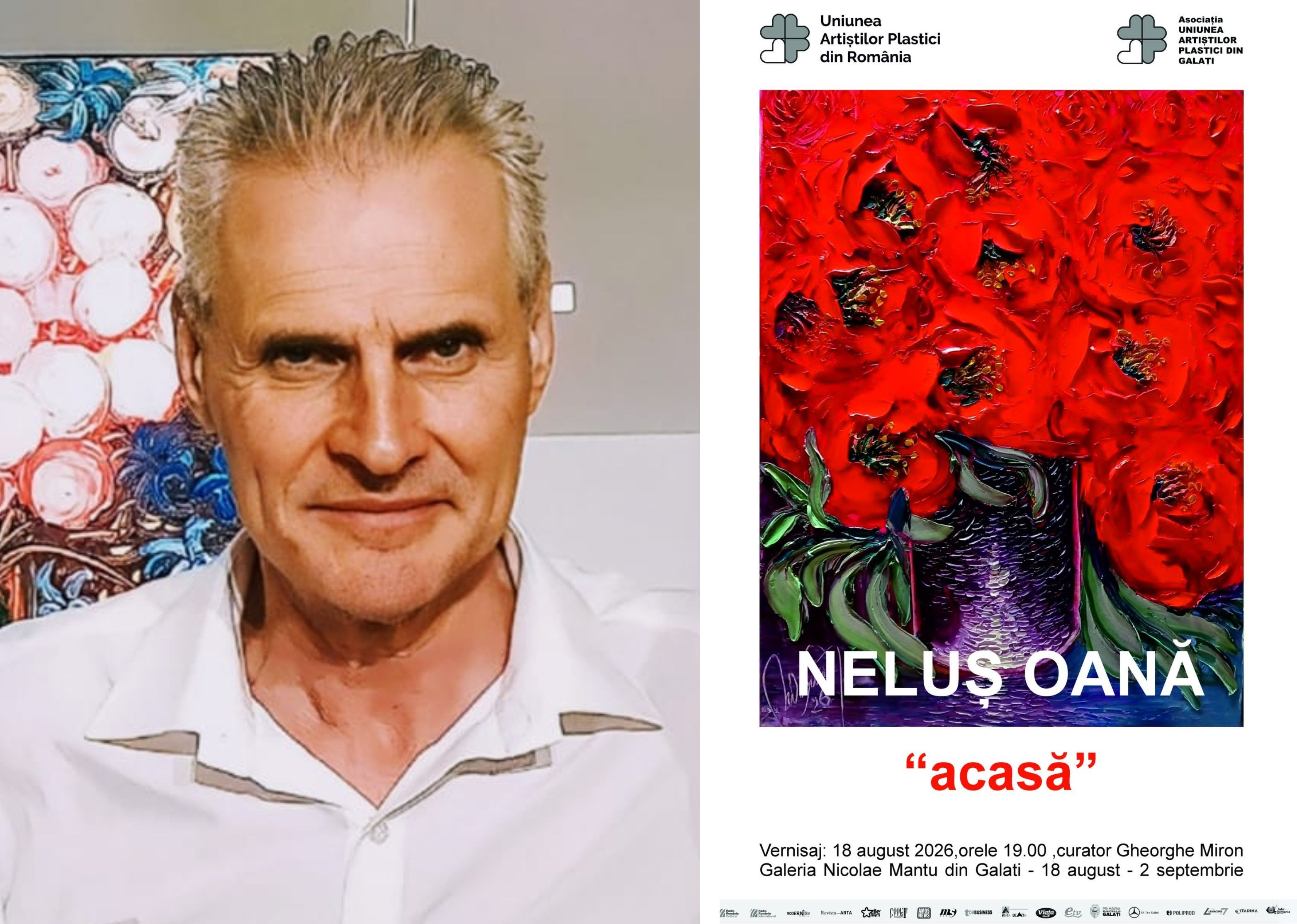 Pictorul Neluș Oană, la a șaptea expoziție personală deschisă la Galați. Poeme cromatice aduse „acasă”