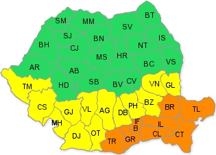 Cod galben de ploi în judeţul Galaţi 