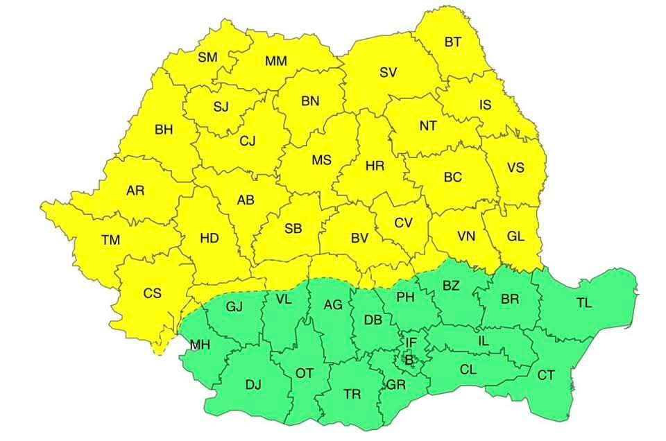 Cod galben de ger și temperaturi deosebit de scăzute