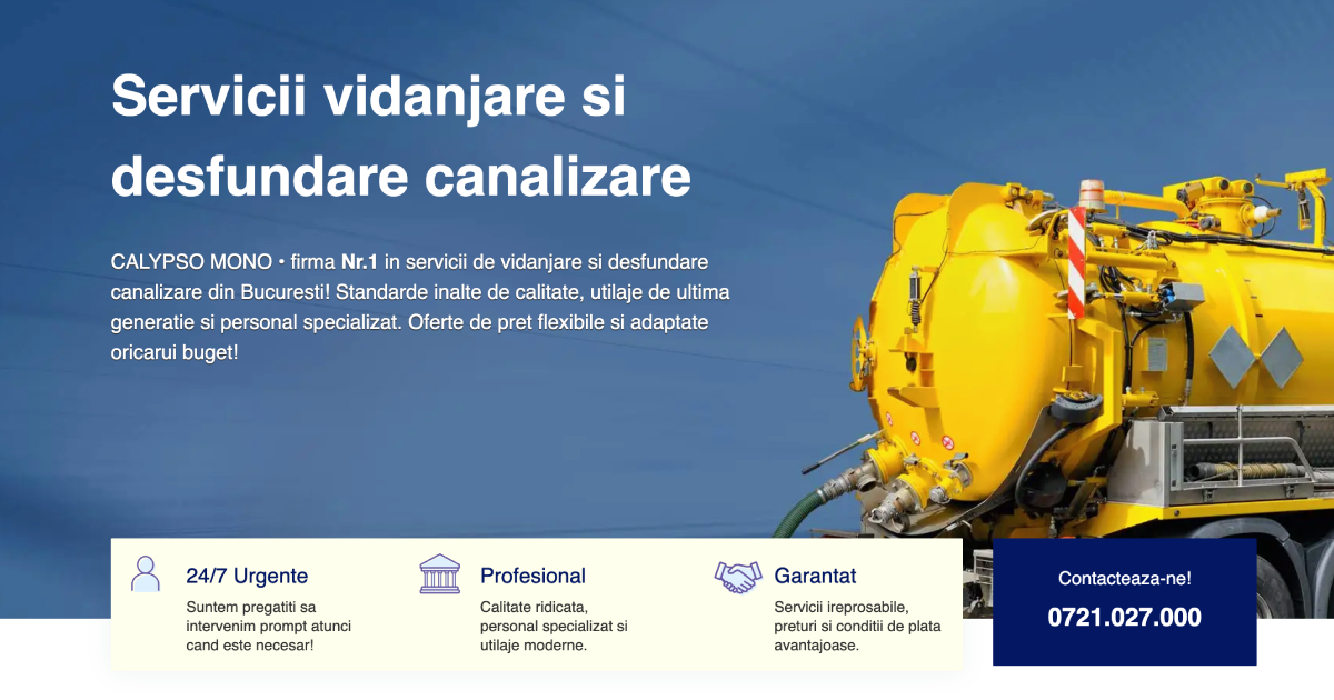 Servicii profesionale de desfundare canalizare în București și Ilfov