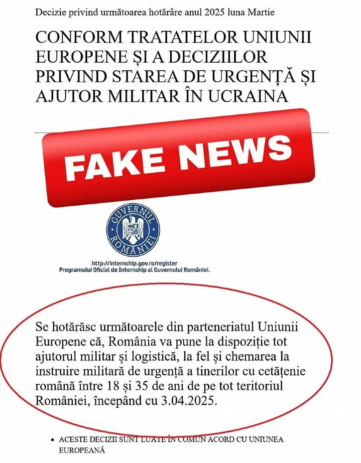 S-a umplut internetul de ştiri false despre mobilizarea tinerilor de 18-35 de ani