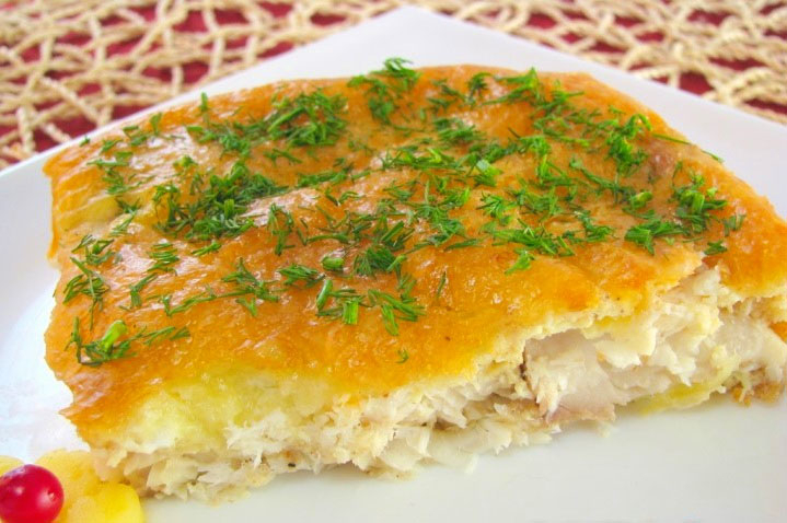 File de pește cu ciuperci și cașcaval