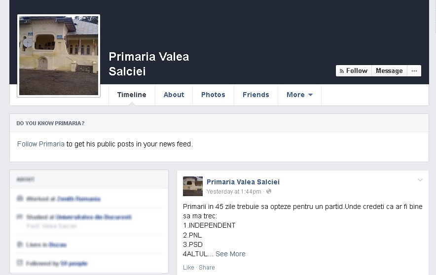 TRASEISMUL POLITIC/ Un PRIMAR îşi îndeamnă alegătorii să-l sfătuiască în ce partid să migreze