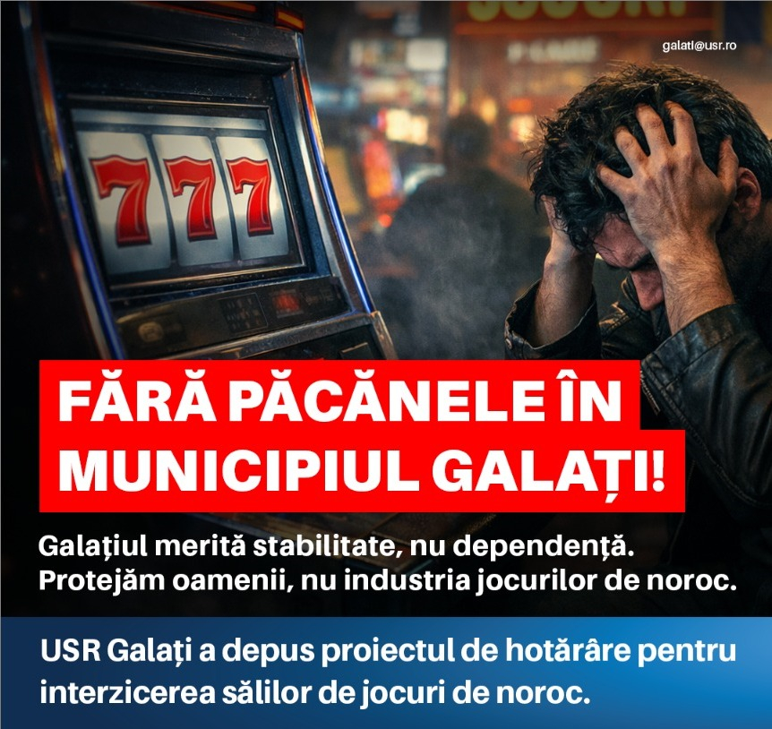USR vrea să interzică păcănelele și jocurile de noroc în Galați