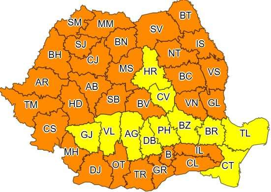 Cod portocaliu de caniculă în cursul zilei de luni