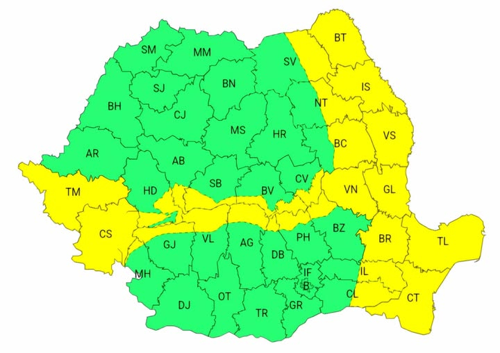 Cod galben de vânt puternic la Galați