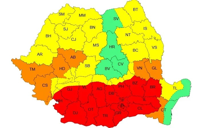 Cod portocaliu spre roşu de caniculă