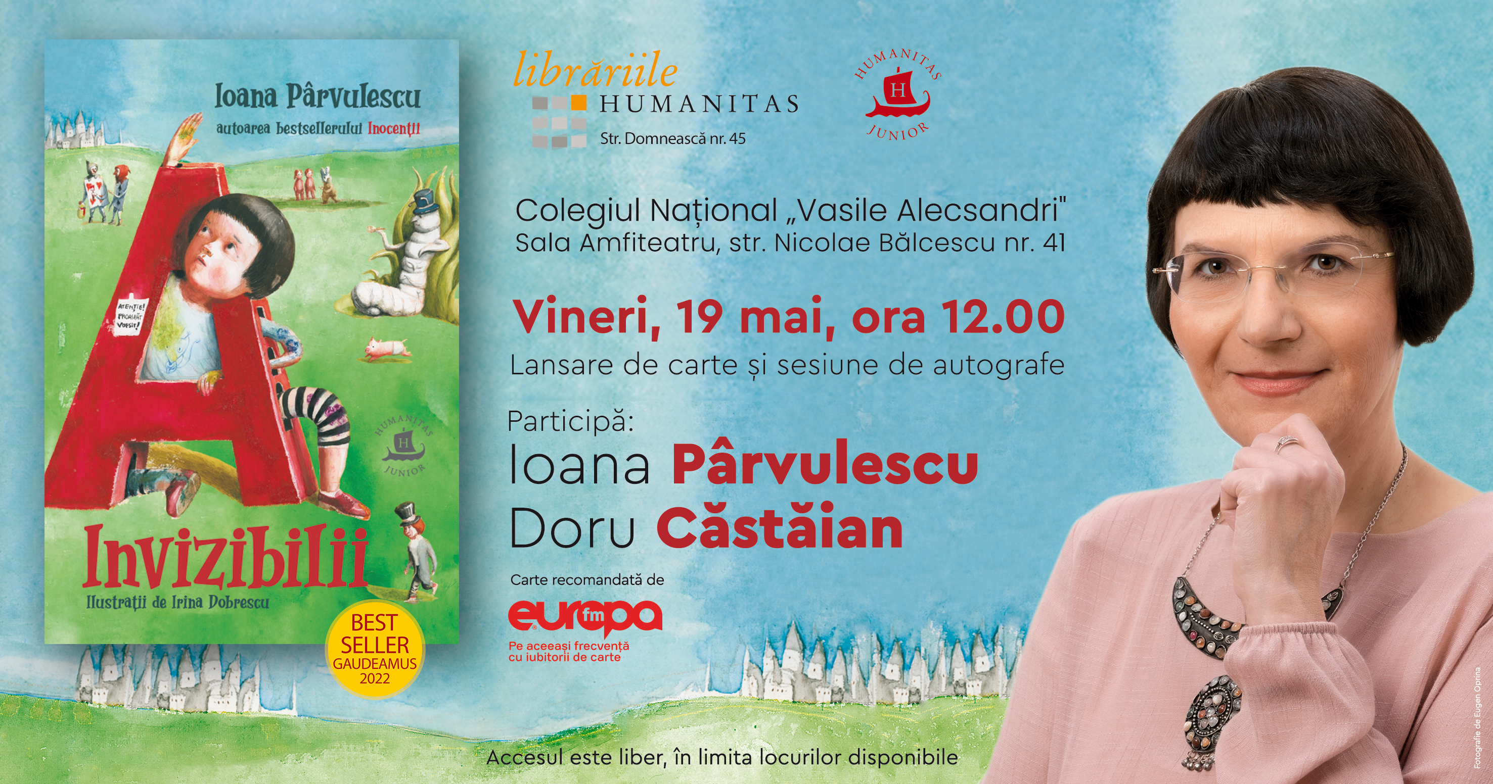 Ioana Pârvulescu lansează la Galaţi volumul „Invizibilii”