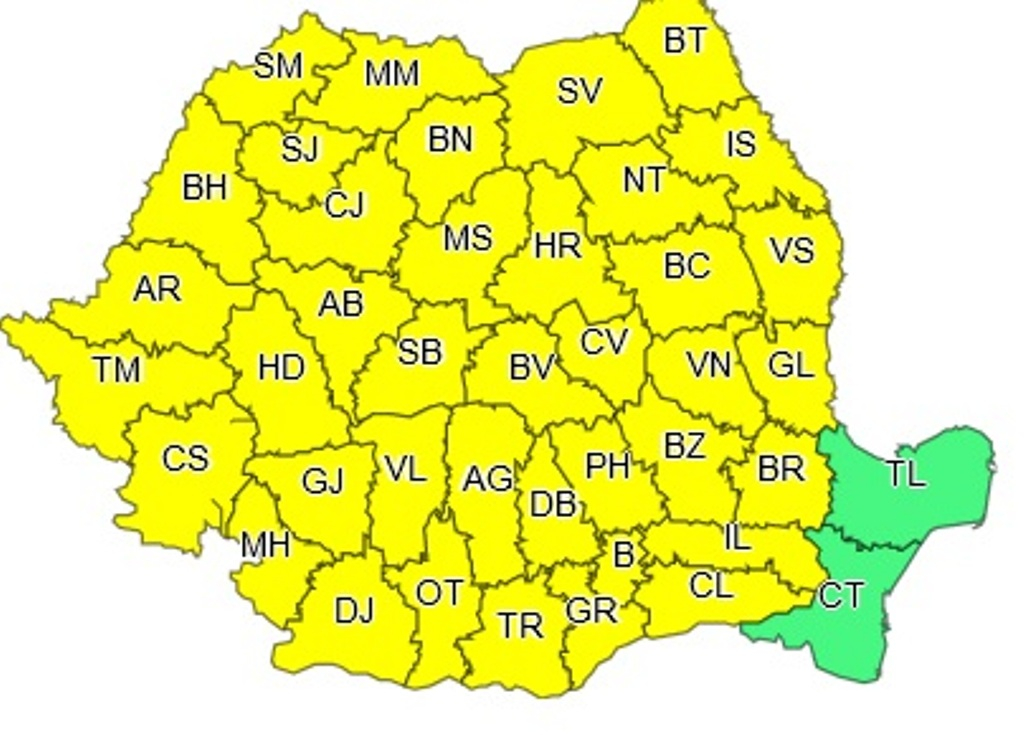 Cod galben! Ploi și vijelii de miercuri până joi seara!