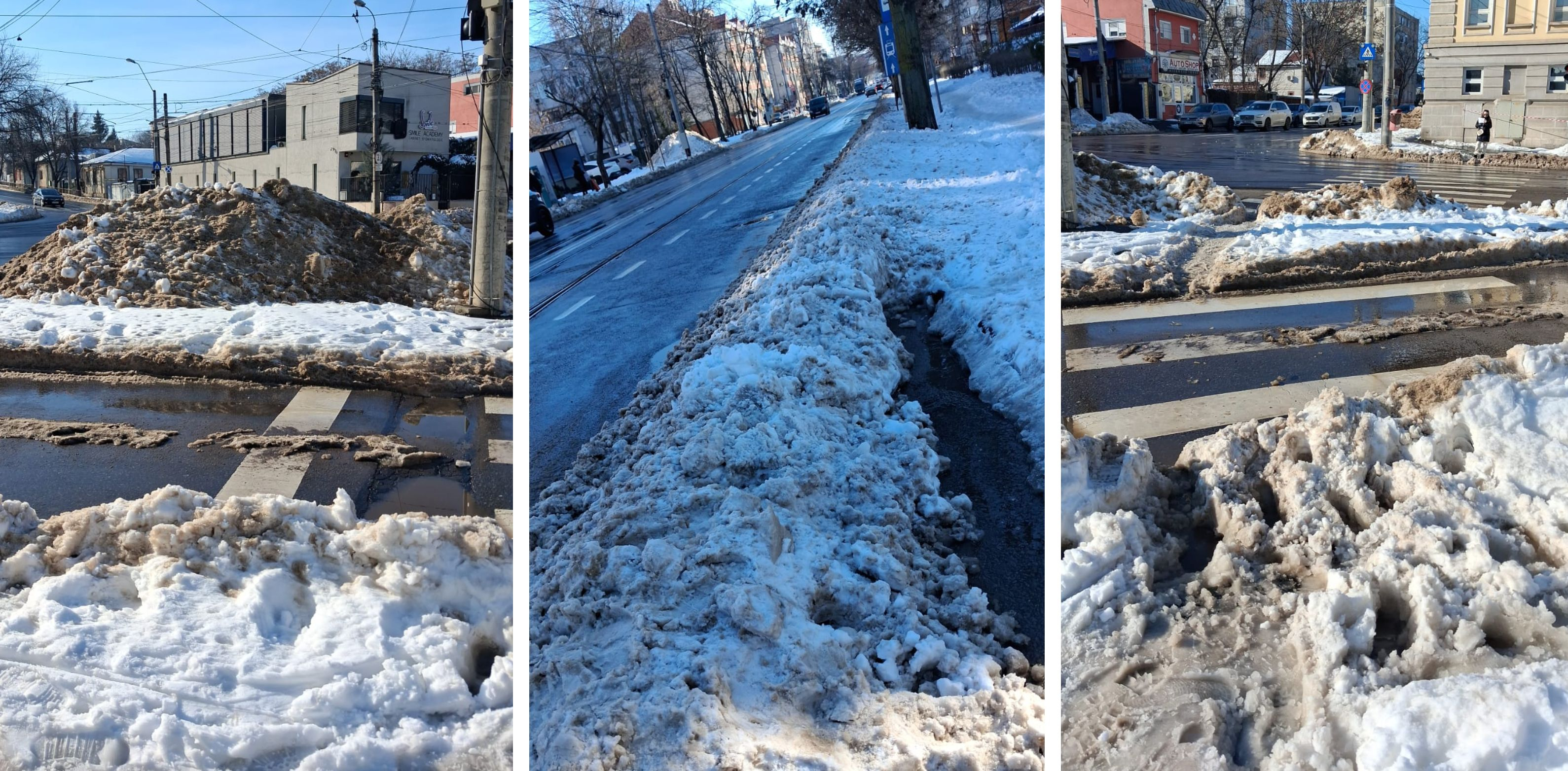 Munţi de zăpadă, trotuare şi cartiere troienite, la aproape 24 de ore de la viscol