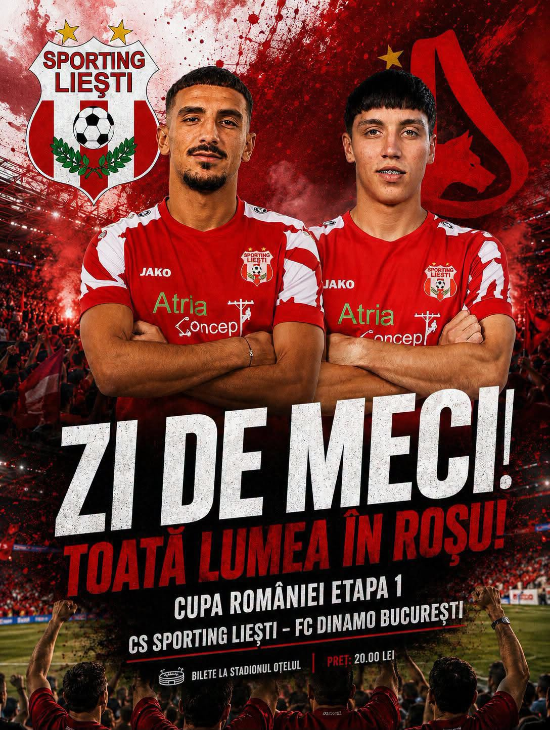 Sporting Liești primește vizita liderului Superligii, Dinamo