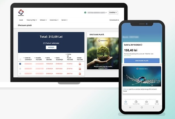 Plata cu cardul în aplicația Hidroelectrica