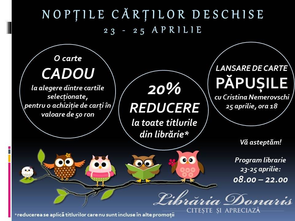 "Noaptea cărţilor deschise", la librăria "Donaris" din Galaţi