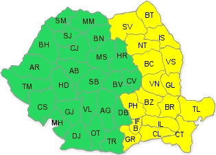 Cod galben de furtună pentru judeţul Galaţi