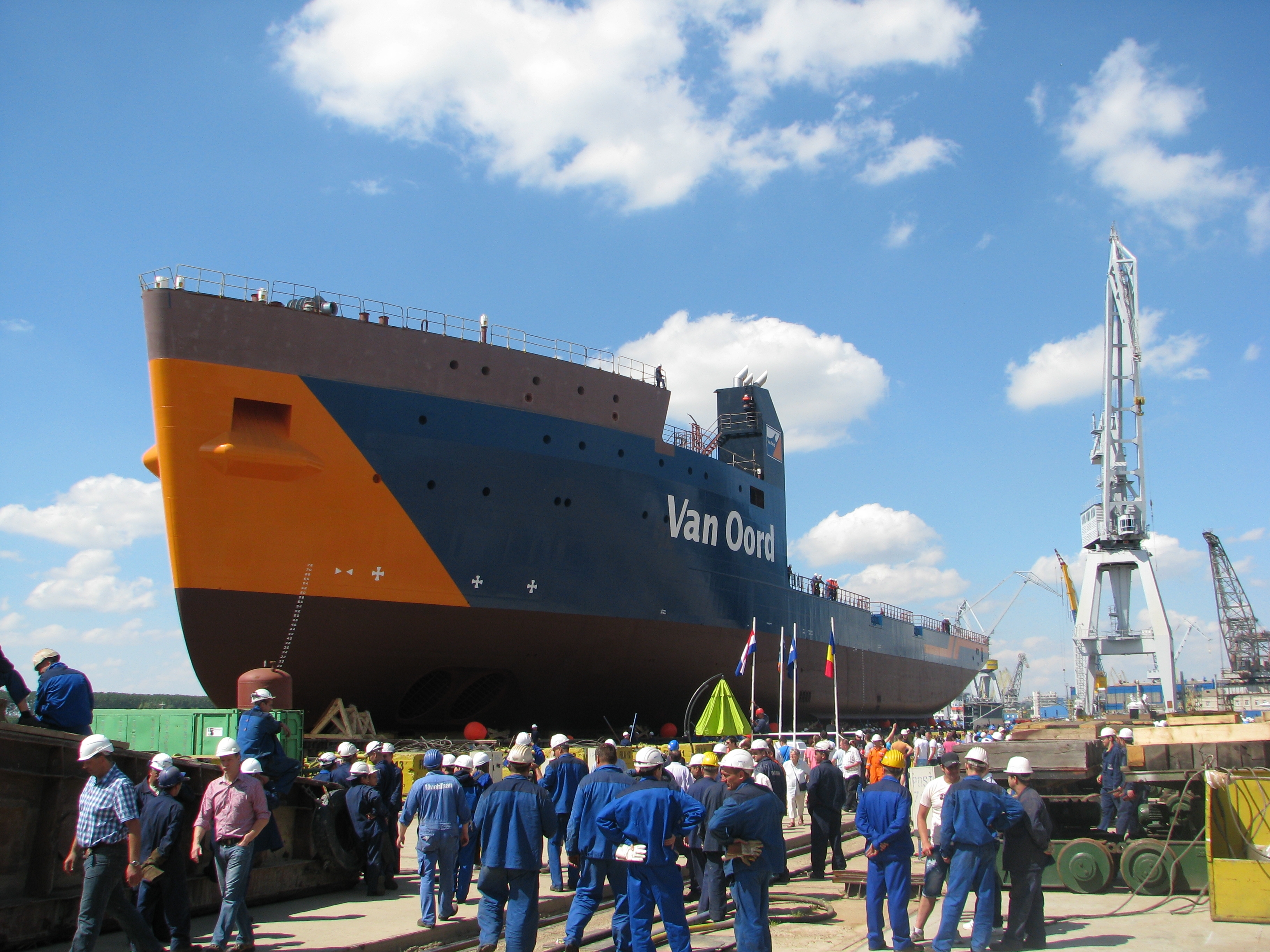 Imagini SPECTACULOASE din momentul lansării navei „Nexus” în Şantierul Naval Damen (VIDEO)