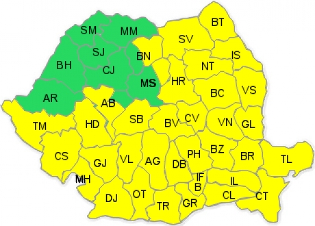 Galaţiul, sub COD GALBEN de ploi şi NINSORI. Se va depune strat CONSISTENT de zăpadă şi va fi POLEI