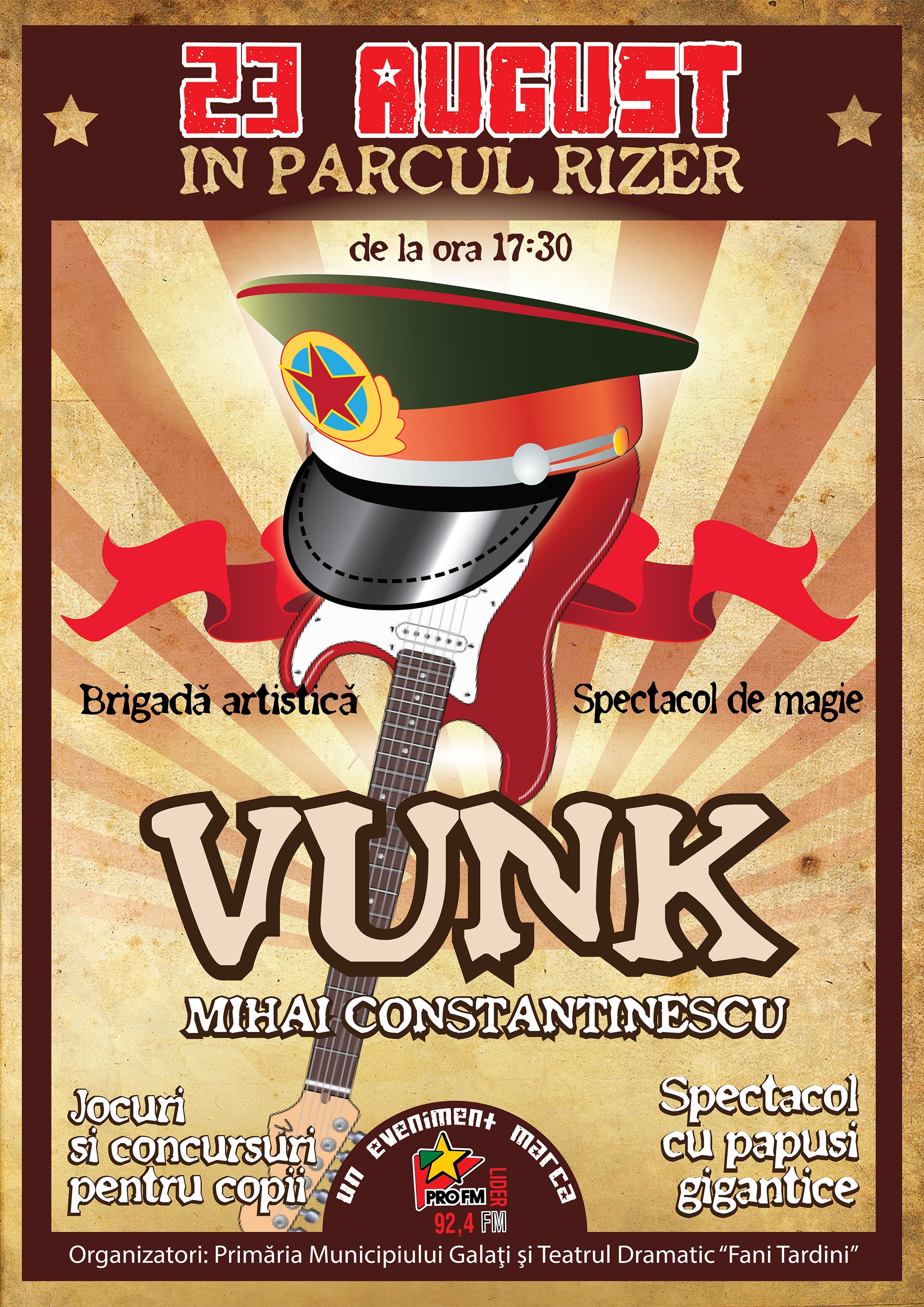 23 august, parodiat în Parcul Rizer: Trupa Vunk şi Mihai Constantinescu, la concurenţă cu boxul